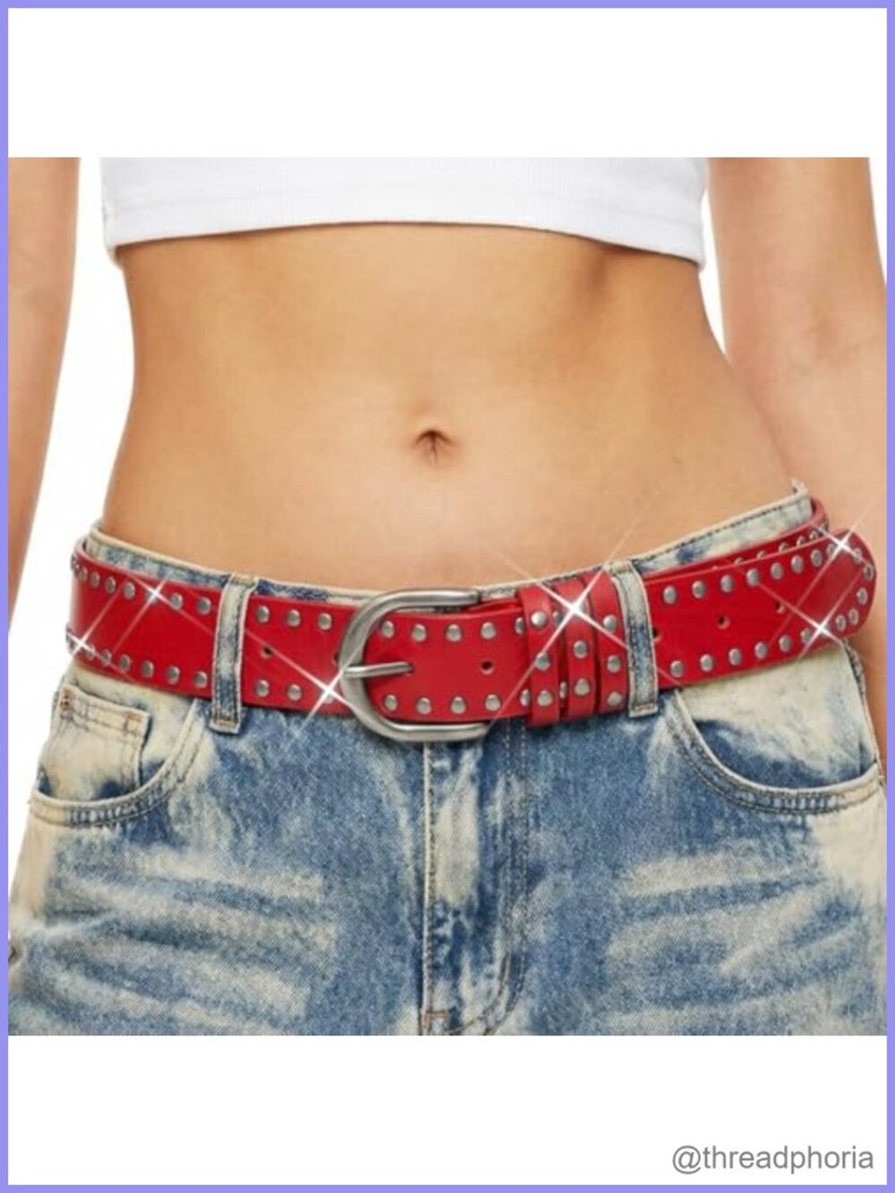 BODIY Rivet Leather Belt Western Studded Wide Belt for Women